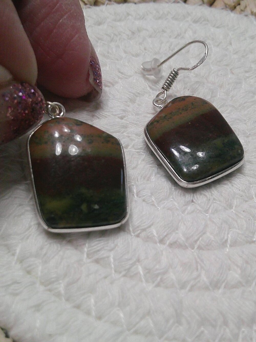 Natural PICASSO JASPER Handmade Sterling 925 Dangle Earrings #247F